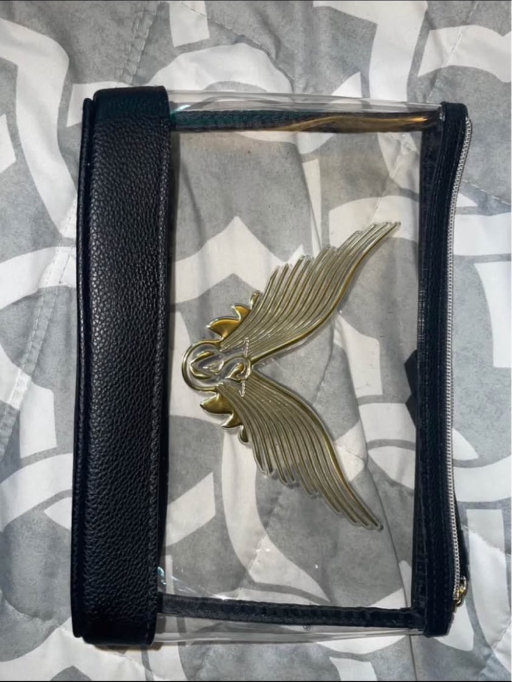 Victoria secret Clear Cosmetic Pouch with Gold Wing Accent